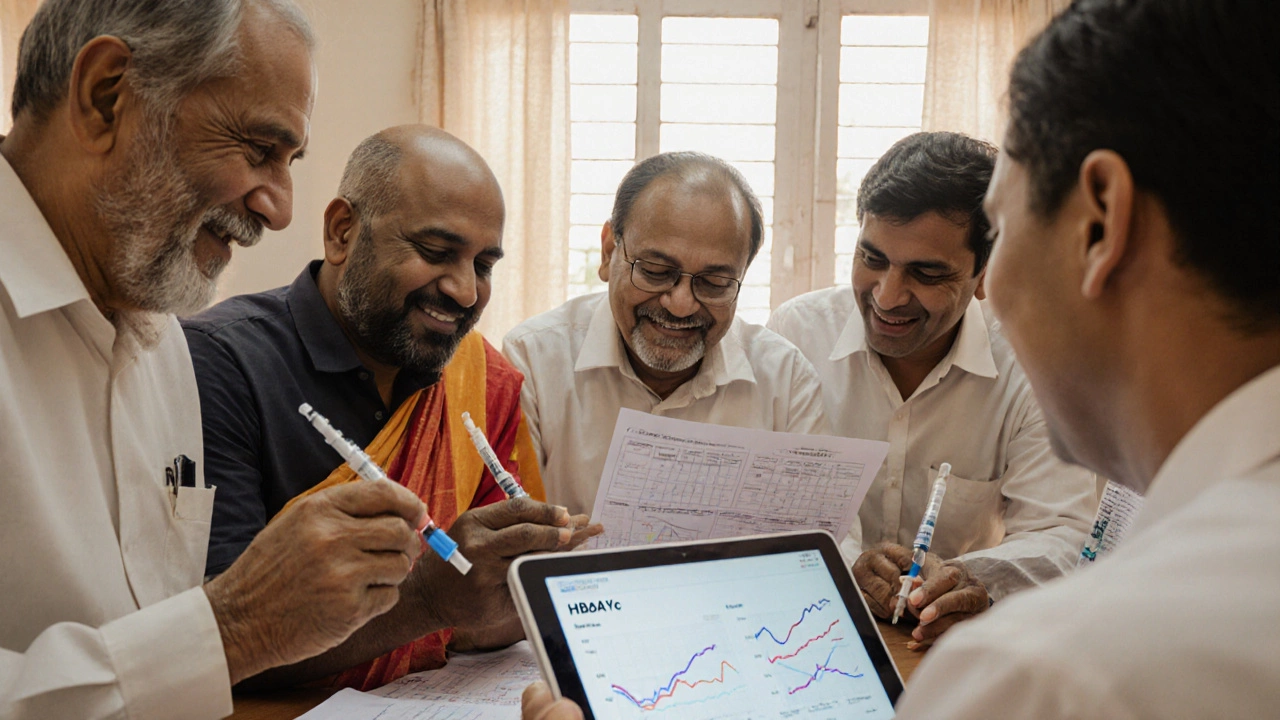 Patients in an Indian clinic receiving tirzepatide treatment with their doctor.