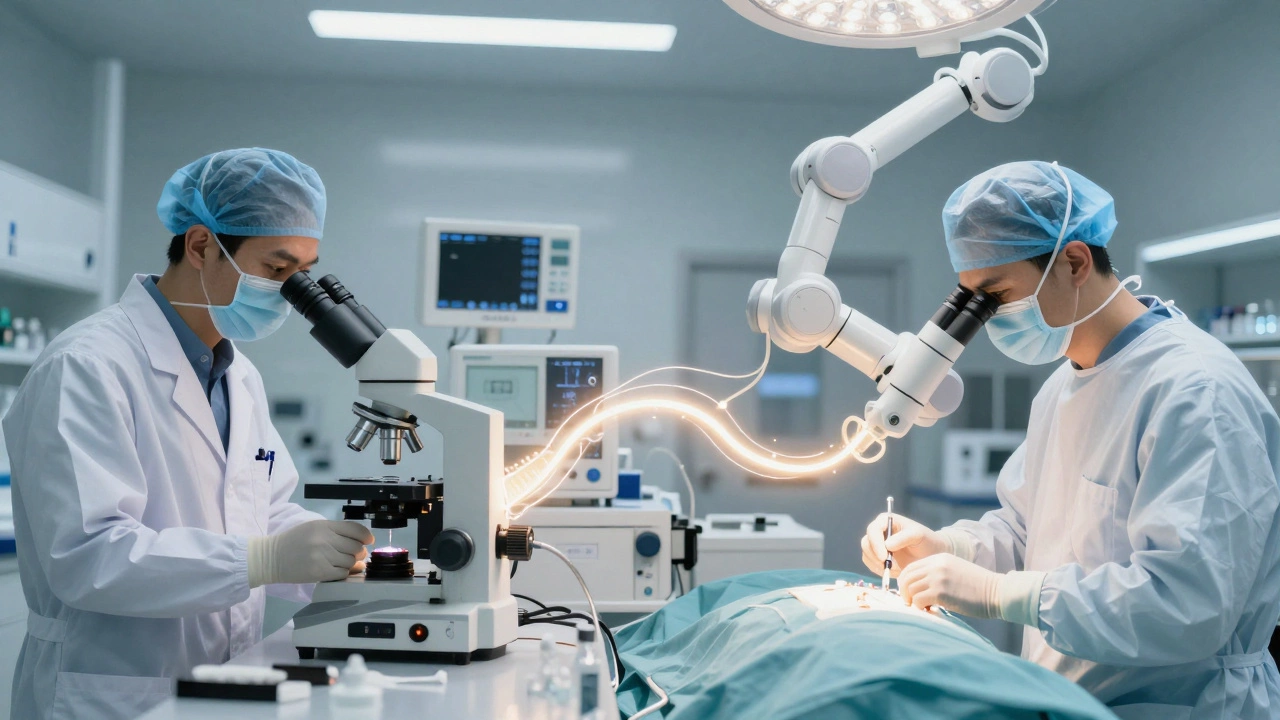 Conceptual art linking lab research with advanced surgical treatment