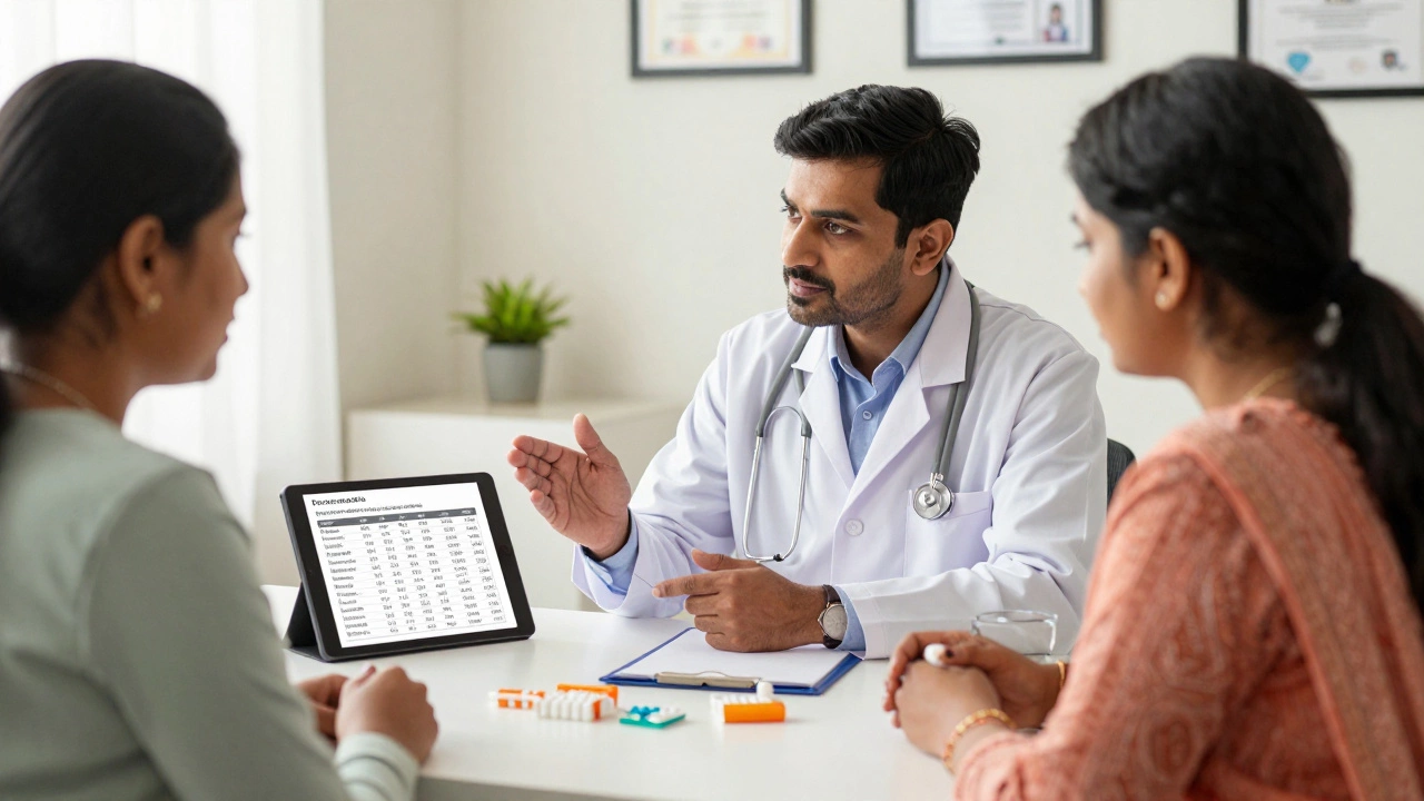 Doctor explaining weight loss medication options to patient in clinic