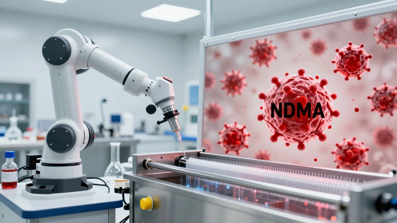 Pharmaceutical factory filtering contaminants during drug production