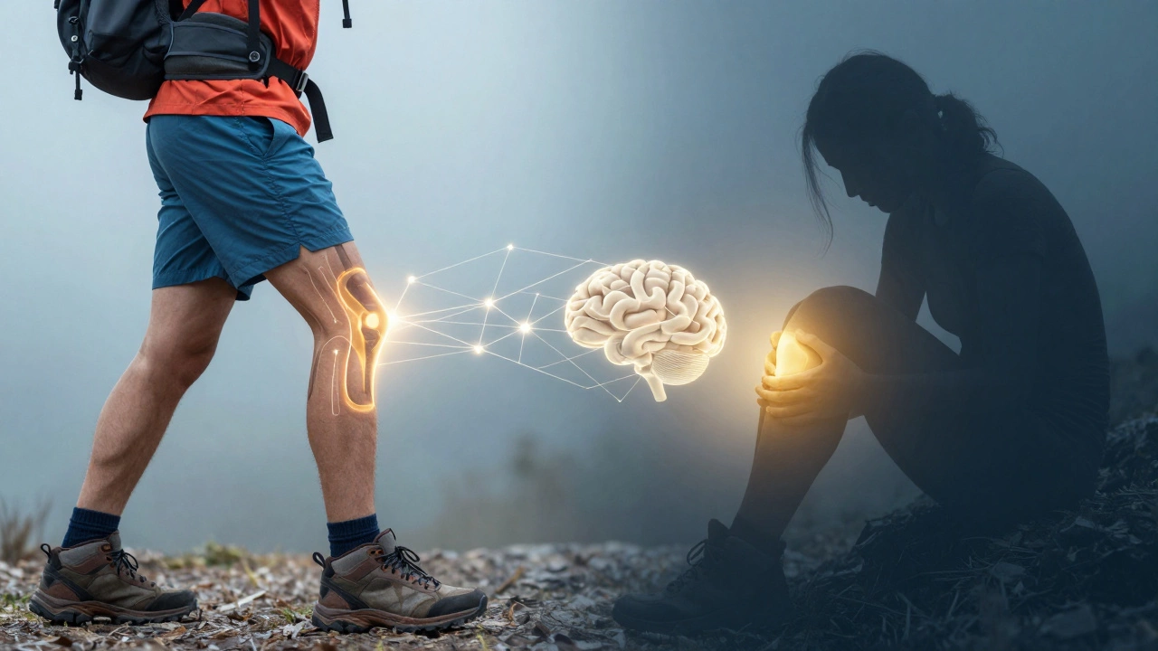 Conceptual art of knee recovery expectations vs reality