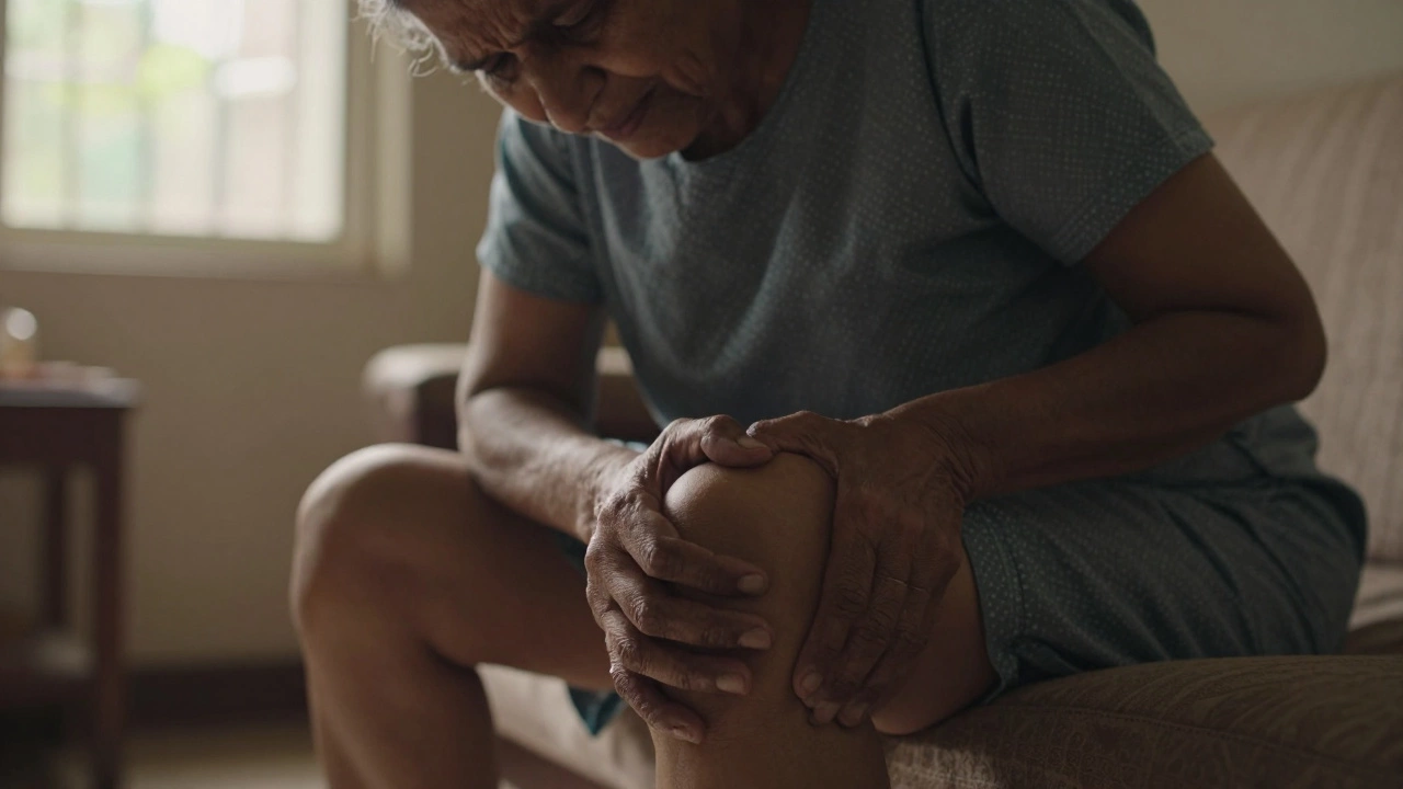 Woman struggling to bend stiff knee replacement