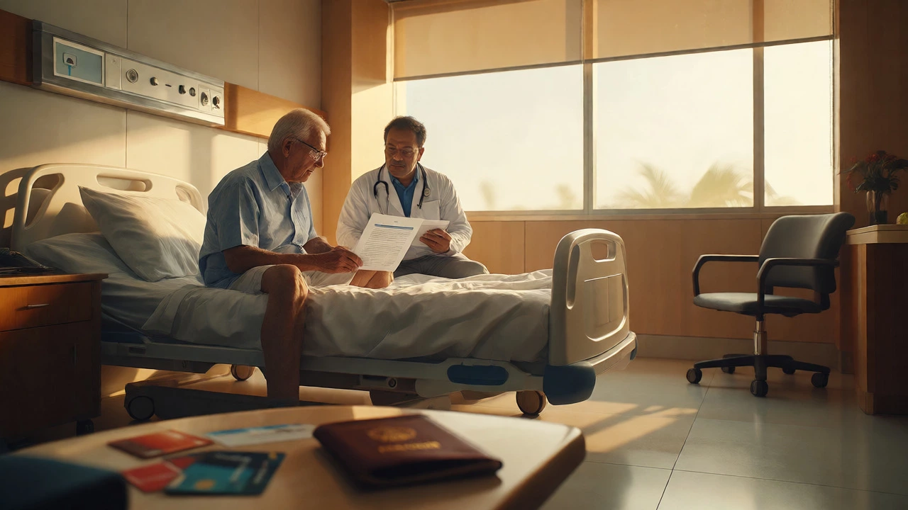 American patient consulting doctor in Indian hospital