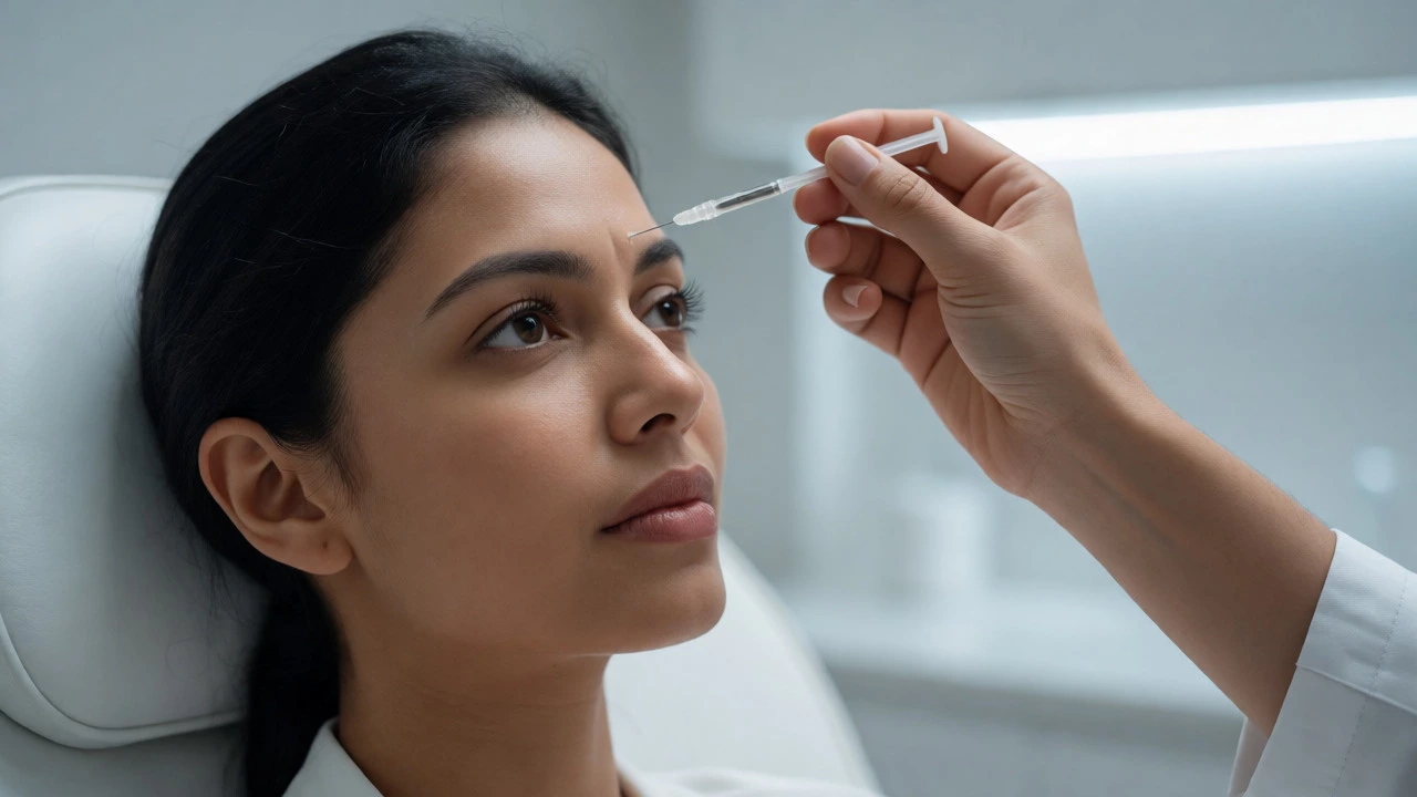 Woman receiving Botox injections in a modern clinic